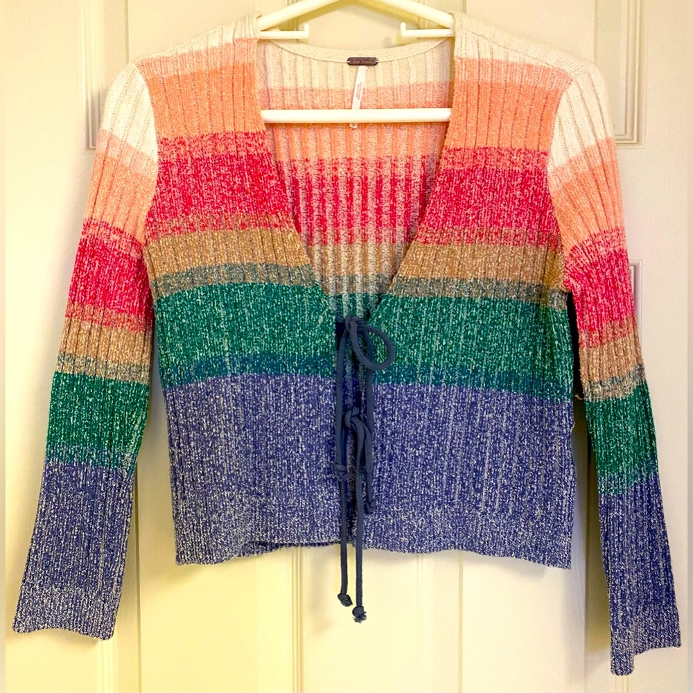 Free People Muticolor Sweater with tie front size XS